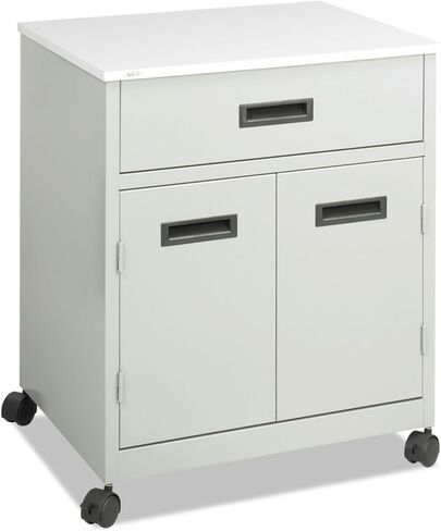 Safco Products 1870GR Steel Machine Stand with Double Doors and Drawer, Gray in Kuwait