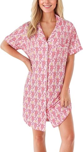 Cute Nightgown for Women Button Down Sleepshirt Comfy V Neck Short Sleeve Boyfriend Nightdress Pjs for Jammies Party in Saudi Arabia