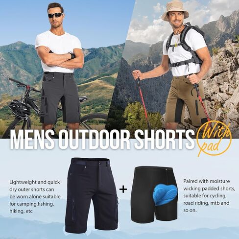 Ally Mens Mountain Bike Shorts 4D Padded Baggy Bicycle Cycling Biking Bike Shorts Lightweight Loose-fit in Saudi Arabia