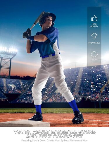 جوارب البيسبول البالغة للشباب والأحزمة مجموعة الجوارب الكوتة للبيسبول الحزام القابل للتعديل للشباب البالغين in Kuwait