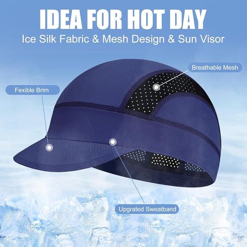 XXL Cooling Cycling Cap Skull Caps Under Helmet Mesh Hats with Sun Visor for Big Head Bike Hard Hat Liner for Men in Kuwait