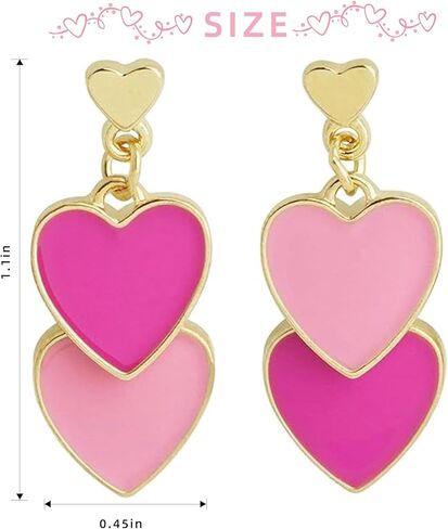 قلب حلق S925 الفضة الاسترليني تتدلى الحب مزدوج القلب أقراط للنساء هدية عيد ميلاد عيد الأم (أحمر) in Kuwait