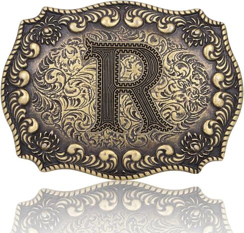 Btilasif Belt Buckles Men Western Cowboy Initial Letters ABCDJMR Mens Texas Rodeo Belt Buckle for Boys Girls in Saudi Arabia