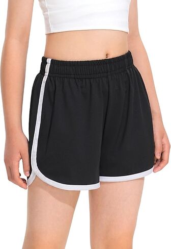 Booph 4 Packs Shorts Quick Dry Kids Athletic Athletic Running Dolphin Shorts مع جيوب in Kuwait