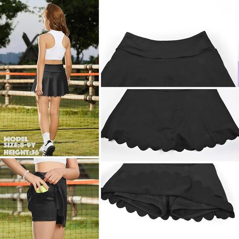 Mirawise Skort Girls Athletic Skirts for Tennis Golf Running Flowy Shorts with Pockets for Kids 4-13Y in Kuwait
