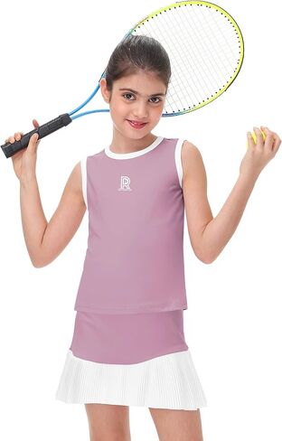 Remimi Girls Tennis Dress Frite Guite Aldfit Olcyfeless Opering Tank Top and Sport Skirt مجموعة من 4 إلى 12 عامًا in Saudi Arabia