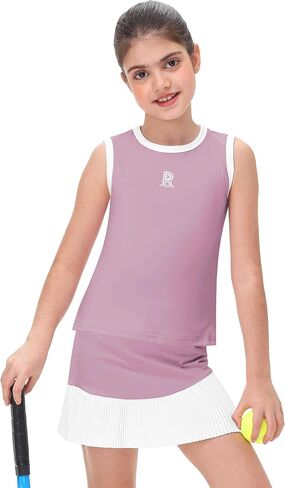 Remimi Girls Tennis Dress Frite Guite Aldfit Olcyfeless Opering Tank Top and Sport Skirt مجموعة من 4 إلى 12 عامًا in Saudi Arabia