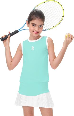 Remimi Girls Tennis Dress Frite Guite Aldfit Olcyfeless Opering Tank Top and Sport Skirt مجموعة من 4 إلى 12 عامًا in Saudi Arabia