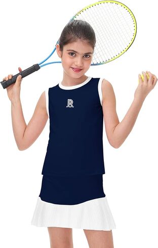Remimi Girls Tennis Dress Frite Guite Aldfit Olcyfeless Opering Tank Top and Sport Skirt مجموعة من 4 إلى 12 عامًا in Kuwait