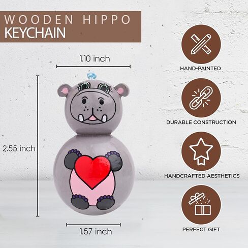 WYN Cute Animal Charm Keychain – Handcrafted Wooden Keychain for Women, Men & Kids – Unique Bag Charm, Gift or Car Decoration in Saudi Arabia