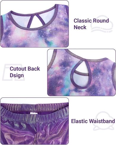 JiAmy Girls Workout Set Cut-Out Back Two Piece Sparkly Activewear Sets Sleeveless Crop Tank Tops Yoga Leggings for Kids in Saudi Arabia