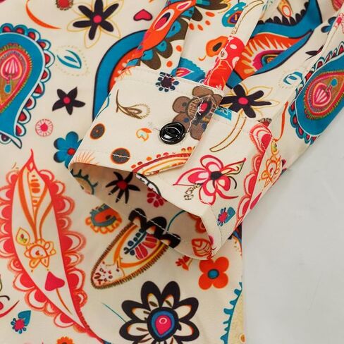 Men's 70s Disco Shirt Paisley 1970s Casual top Retro Floral Long Sleeved Button up Vintage Party Costumes Shirt in Kuwait