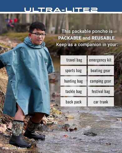 FROGG TOGGS Ultra-lite2 Waterproof, Breathable Rain Poncho, Adult and Youth Sizes in Saudi Arabia