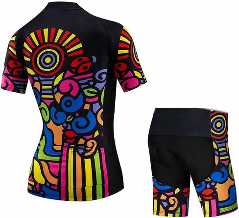 مجموعة ملابس ركوب الدراجات للسيدات قمصان دراجة قصيرة الأكمام قميص ركوب الدراجات التنفس مع شورتات مريلة مبطنة بالهلام in Kuwait