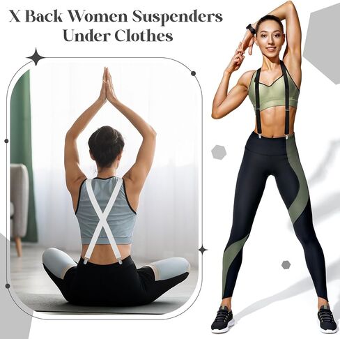 Janmercy 2 Pcs Hidden Suspenders for Women Pants Under Clothes 1" Width Thin X Back Ladies Suspenders for Jeans Undergarment in Saudi Arabia