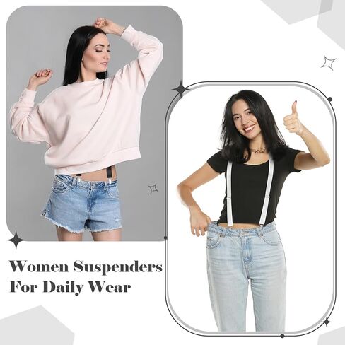 Janmercy 2 Pcs Hidden Suspenders for Women Pants Under Clothes 1" Width Thin X Back Ladies Suspenders for Jeans Undergarment in Saudi Arabia