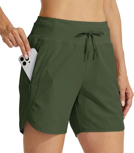 Willit Women's Athletic Running Shorts 5" Quick Dry Workout Hiking High Waisted Active Gym Exercise Zipper Pocket in Saudi Arabia