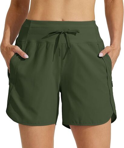 Willit Women's Athletic Running Shorts 5" Quick Dry Workout Hiking High Waisted Active Gym Exercise Zipper Pocket in Saudi Arabia