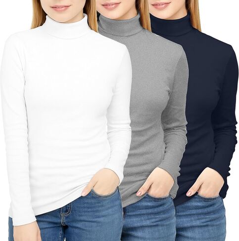 NY Threads 3 Pack Womens Turtleneck قميص طويل الأكمام in Kuwait