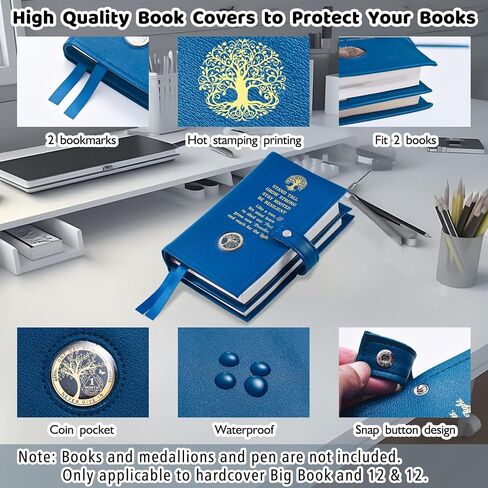 Lparkin Double AA Big Book Cover مع حامل العملة ، أغلفة Pu Leather AA لـ Gardcover ، يناسب كتاب AA Big Book و 12 خطوة و 12 تقاليدًا ، و Gud Premium Design Grant the Serenity Cover in Kuwait
