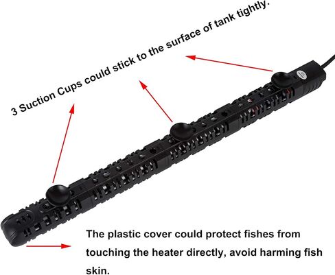 Aquarium Heater 100W/300W/500W Fish Tank Heater Submersible Auto Thermostat Turtle Tank Heater 10-90 Gallon with Protective Sleeve and 3 Suckers in Kuwait
