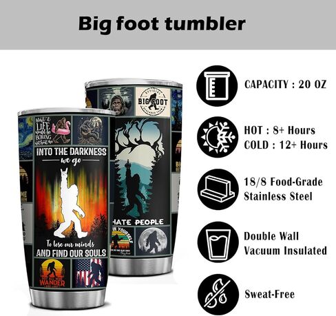 20 Oz Big foot Tumbler – Sasquatch Travel Cup for Men & Women, Funny Cryptid Coffee Mug, Big Foot Lover Gift, Keeps Drinks Hot & Cold in Saudi Arabia