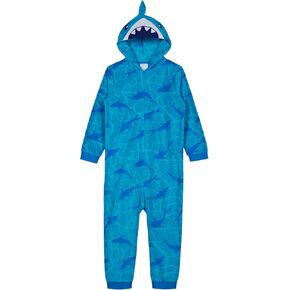 Saint Eve Kids Pajamas Onesie for Boys & Girls-Soft Soft Fleece Hooded zip-up pjs ، Fun Blue Shark & ​​Pink Unicorn Sleep