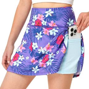 Fitst4 Sports Girls Tennis Skirt مع شورت الجولف Skort Telectable Weist UPF50+ التنانير الرياضية للرياضة في الهواء الطلق