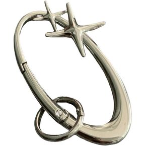 Starlight Y2K Metal Heavy Starffish Carabiner Belt Loop Loop ، Silver Starffish Carabiner Keychain ، Chrome Karabiner ، هدية لها