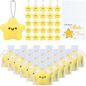 Tondiamo Star Keychain Bulk Cute Smile Face Plush Keychains Positive Toys Emotion Support Gifts for Students(25 Sets)