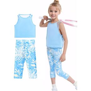 مجموعة تجريب ActiveWear Golds Grows ، 2 قطعة رياضية ، قمم أكمام للدبابات وسروال اليوغا كابري