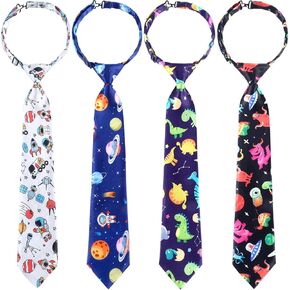 Geyoga 4 PCS Boys Boys Pre-Tiled Zipper Ties Toddler Deving Tie Toddly Teable for Detory Treawude School Uniforms (أسلوب لطيف)