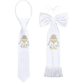 2 Pcs First Communion Arm Band Boy's White Tie White Tie Religious Gifts Satin Arm Bow for 1st Communion
