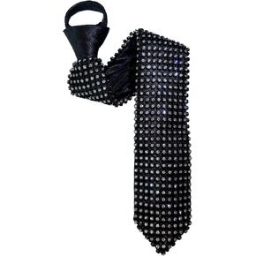 Rhinestone Necktie for Kids Shine Sparkle Artificial Diamonds Zipper Tie Adjustable Children Neck Tie