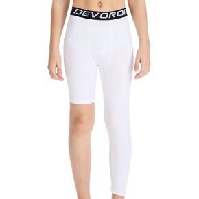 Devoropa Youth Boys One Leg Pressing Pants for Basketball 3/4 Stamgings Sports Sports Athletic Soccer BaseLayer Mobilets