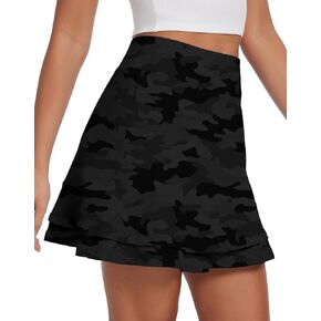 Womens Tennis Skirt 16" Skorts for Woman Dressy Casual High Waisted Golf Athletic Ruffle Skirts with Pockets
