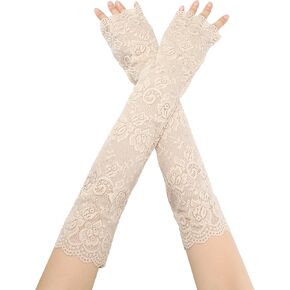 Women's Summer Driving Glove Detachable Arm Sleeves Lace Fingerless Gloves for Women in Kuwait