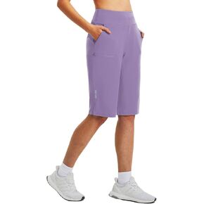 Baleaf Bermuda Long Shorts طول الركبة طول الجفاف الجاف الجفاف جيوب خفيفة الوزن المشي لمسافات طويلة ركوب الدراجات UPF 50+