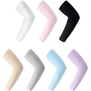 R2Depot 7 Pairs Arm Sleeves for Women Men Youth, Compression Sleeves Cooling UV Protection, Anti-Slip Tattoo Cover Up Sleeves