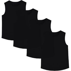 4 Pack Boys/Kids/Teens Quick Dry Tank Tops Mesh Moisture Wicking Athletic Performance Sleeveless Shirts(Age 4-18Y)