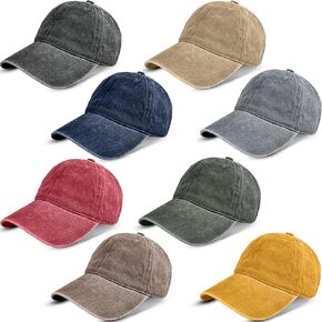8 Pack Washed Cotton Baseball Caps Distressed Adjustable Baseball Caps Vintage Retro Baseball Hat for Men Women