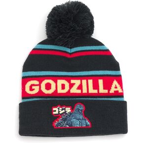 Godzilla One Size Youth Pom Pom Beanie Winter Hat Red/Blue OS Youth