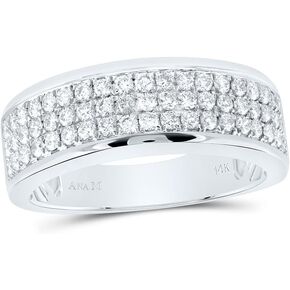 Jewels by Lux 14kt الذهب الأبيض 1 CTTW Diamond ANA M Mens Band ، Men Men: 8-12