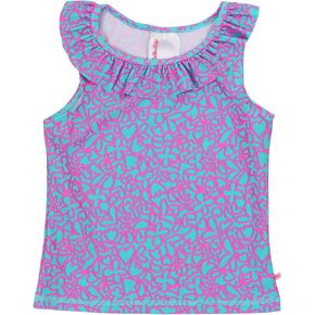 RuffleButts Girls UPF50+ Sun Protected Athletic Active Ruffle Stretch Tank Top