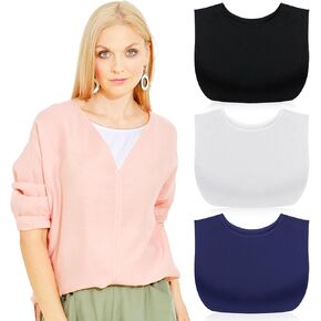 3 Pieces Fake Collars for Women Modesty Panels Crew Collar Neckline Cleavage Cover for Women Under Blouses Favors