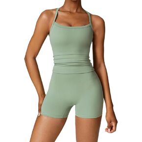Two Piece Workout Sets For Women Tank Top Matching High Waist Booty Lifting Shorts Gym Yoga Active Wear Outfits