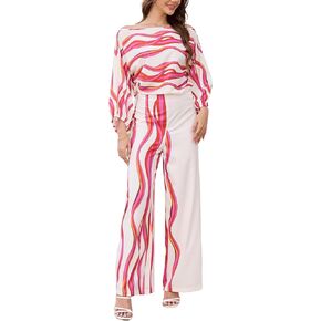 Two Piece Sets For Women's - Summer Women's Clothing Beach Outfits Lounge Sets Shoulder Top Wide Leg Pants Travel Set