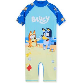 Bluey Girls Swimsuit الأكمام الطويلة قطعة واحدة للسباح أو حارس الطفح طفل صغير
