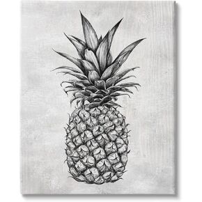 Indistell Industries Bold Paneapple Line رسم ريفي نمط ريفي أبيض أبيض جدار جدار ، 16 × 20 ، رمادي