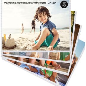 vivinin Magnetic Picture Frame, 12 Pack Magnetic Frame Reusable, Magnetic Photo Frames for Refrigerator 4x6" With White Border, Refrigerator Magnets For Pictures Suitable Home, School, Office